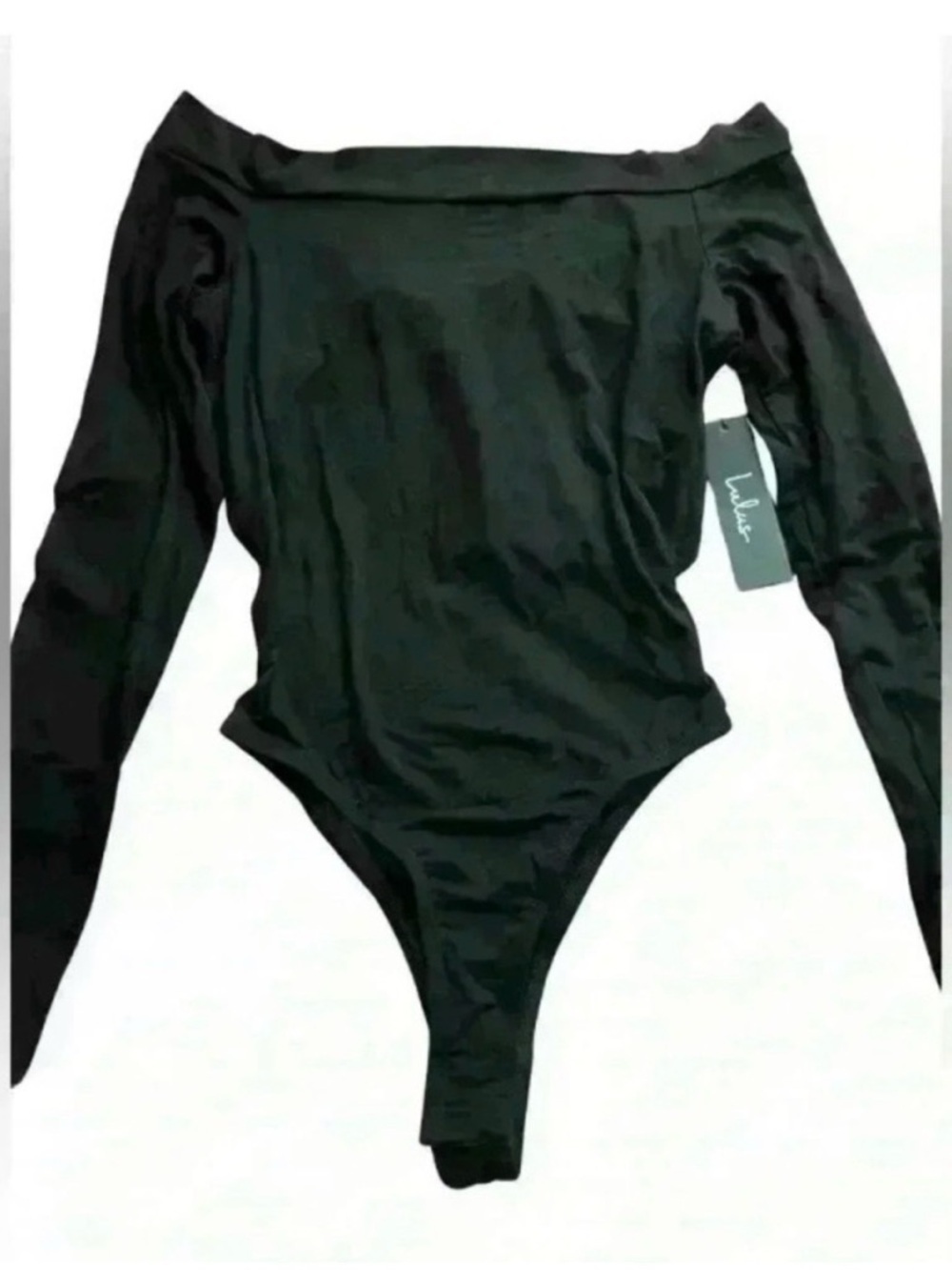 NWT Lulu's Off-Shoulder Open Back Bodysuit Black - Picture 2 of 7